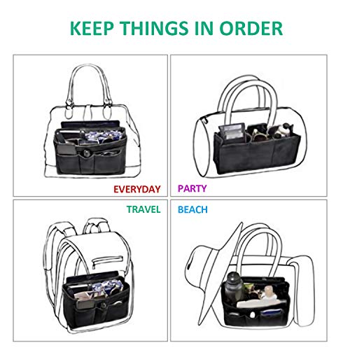 MA STRAP Felt Insert Organizer Bag Handbag Organizer Insert with Zipper Pouch for Speedy Neverfull Longchamp Tote