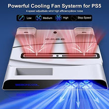 
                        
                          Load image into Gallery viewer, BEBONCOOL Vertical Stand with Cooling Fan for PS5 and Dual Controller Charger Station for Playstation 5 PS5 Console - JOY2ESpree
                        
                      