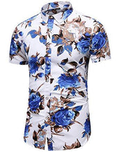 
                        
                          Load image into Gallery viewer, LEFTGU Men's Slim fit Floral Printed Beach Hawaiian Button-Down Dress Shirt
                        
                      