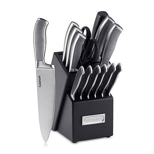 Cuisinart C77SS-15P Graphix Collection 15-Piece Cutlery Knife Block Set, Stainless Steel - JOY2ESpree