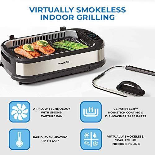 PowerXL Smokeless Grill with Tempered Glass Lid with Interchanable Griddle Plate - JOY2ESpree
