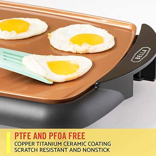 BELLA Electric Ceramic Titanium Griddle, Make 10 Eggs At Once, Healthy-Eco Non-stick Coating - JOY2ESpree