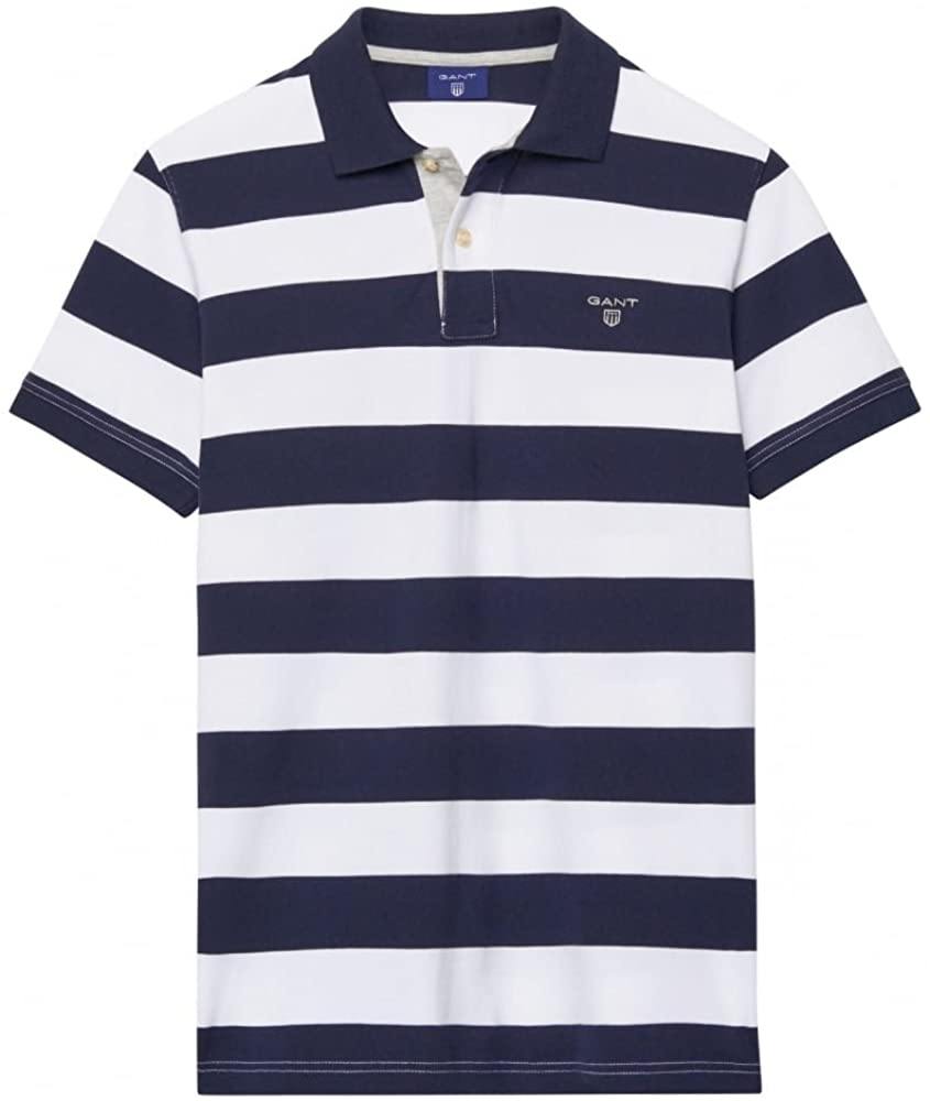 GANT Contrast Collar Barstripe Pique Polo Shirt - JOY2ESpree