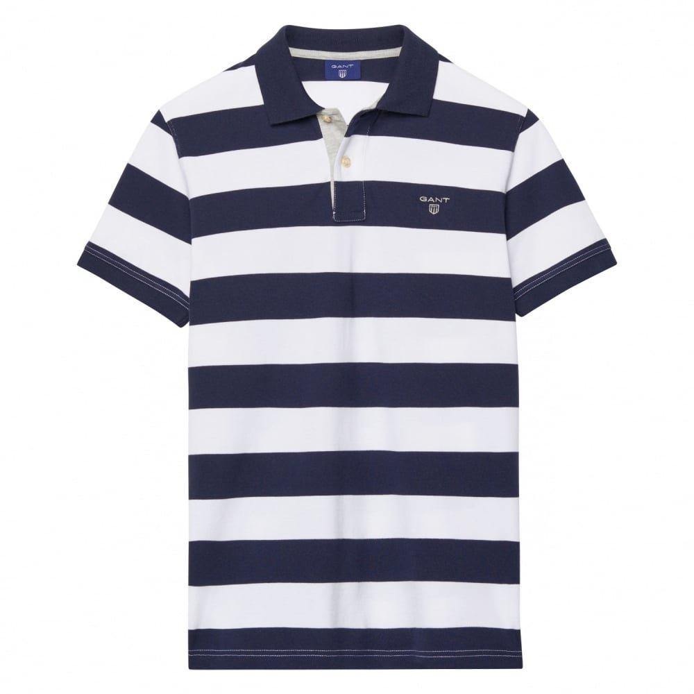 GANT Contrast Collar Barstripe Pique Polo Shirt - JOY2ESpree