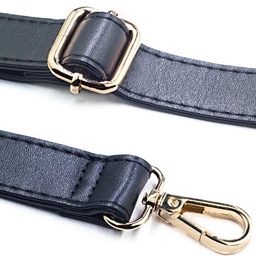 SUPXINJIA Leather Purse Strap Replacement - Adjustable for Handbags Crossbody or Shoulder Bags 34-59 Inch Long, 0.7 Inch Wide, Black with Gold Clasp