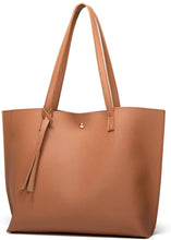 
                        
                          將圖片載入圖庫檢視器 Women's Soft Faux Leather Tote Shoulder Bag from Dreubea, Big Capacity Tassel Handbag
                        
                      