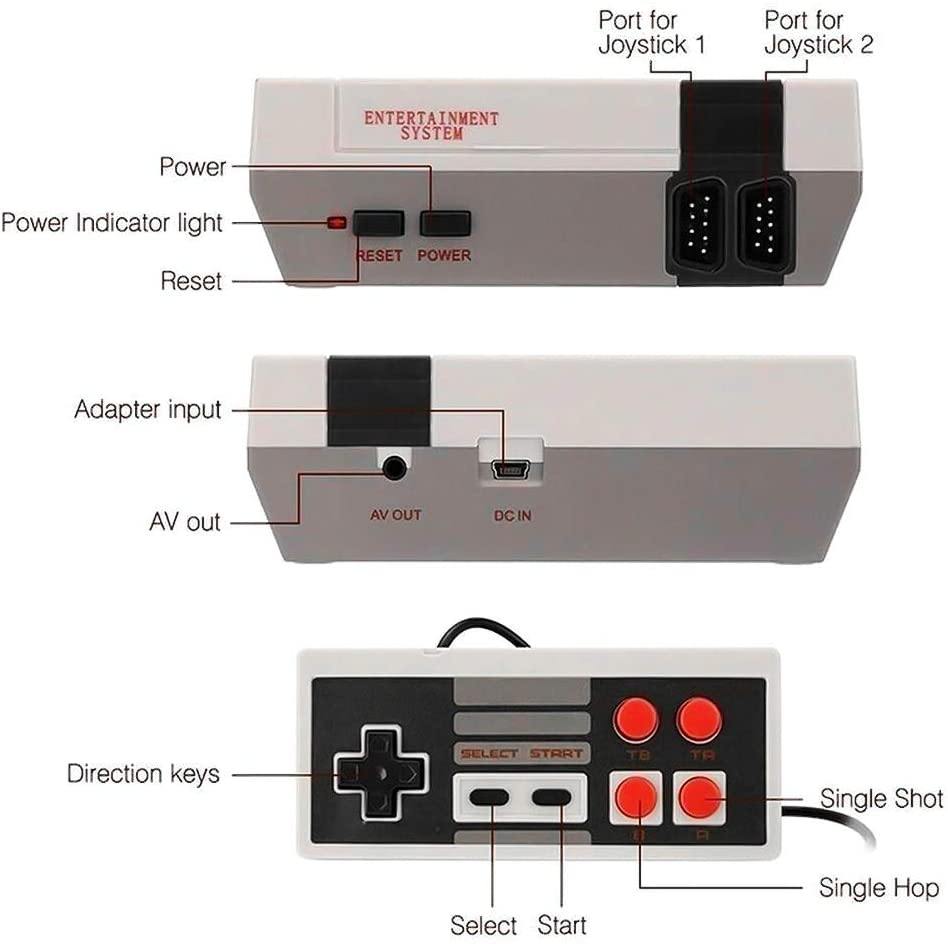 Sorlakar Retro Game Console, AV Output NES Console with Built-in 620 Classic Video Games and 2 Controllers Plug and Play for Kids and Adults (A) - JOY2ESpree