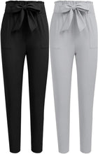 
                        
                          Load image into Gallery viewer, Freeprance Women's Pants Casual Trouser Paper Bag Pants Elastic Waist Slim Pockets
                        
                      