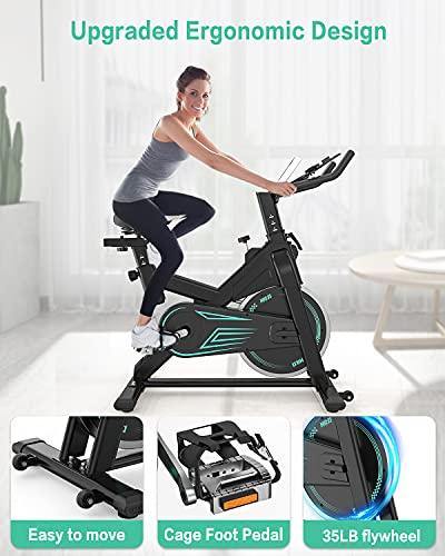 Indoor Cycling Bike Stationary - Exercise Bike for Home Cardio Workout with Comfortable Seat Cushion & Silent Belt Drive & Pad Holder - JOY2ESpree