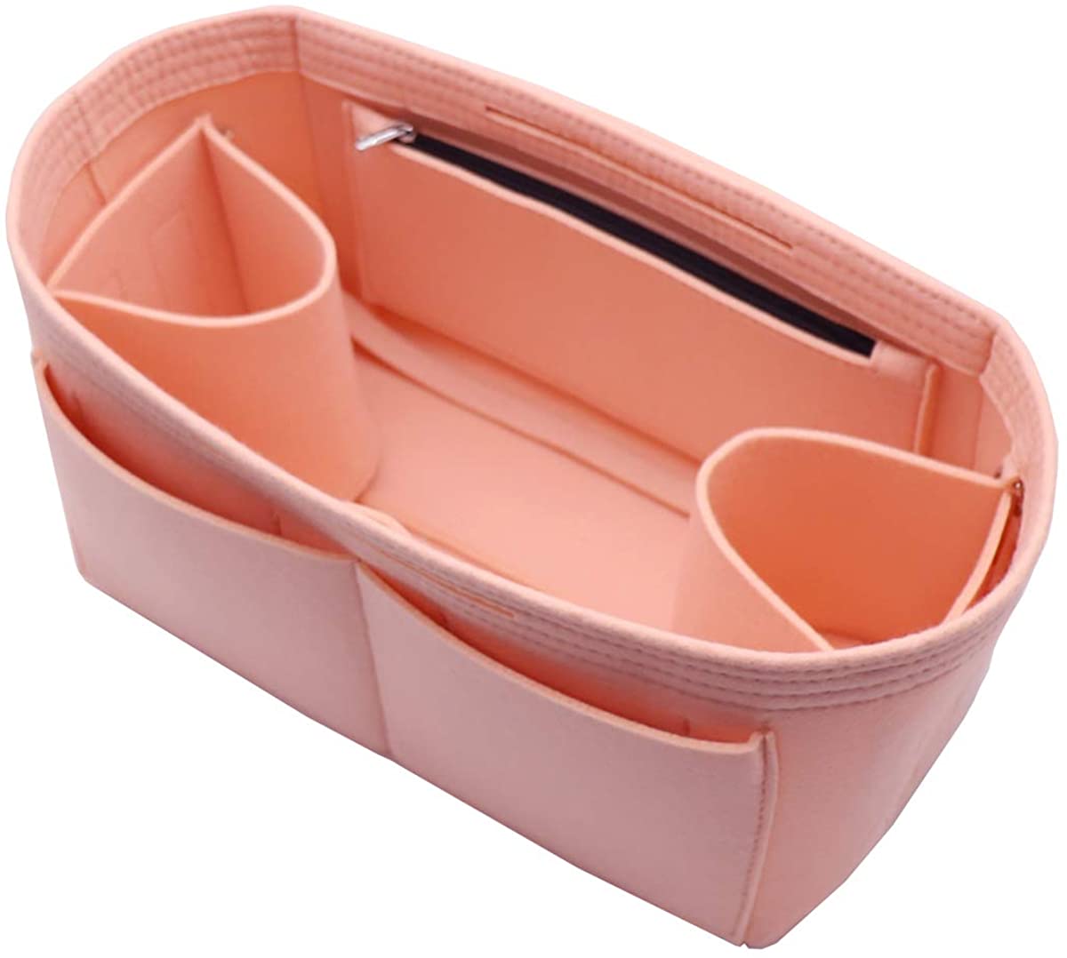 Felt Purse Organizer Insert Zipper Pocket with Two Removeable Bottle Holder