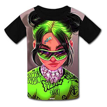 
                        
                          Cargar imagen en el visor de la galería, IGUGgpi Green Hair Girl Kids Unisex Printed Graphic T-Shirt Short Sleeve Tops Black
                        
                      