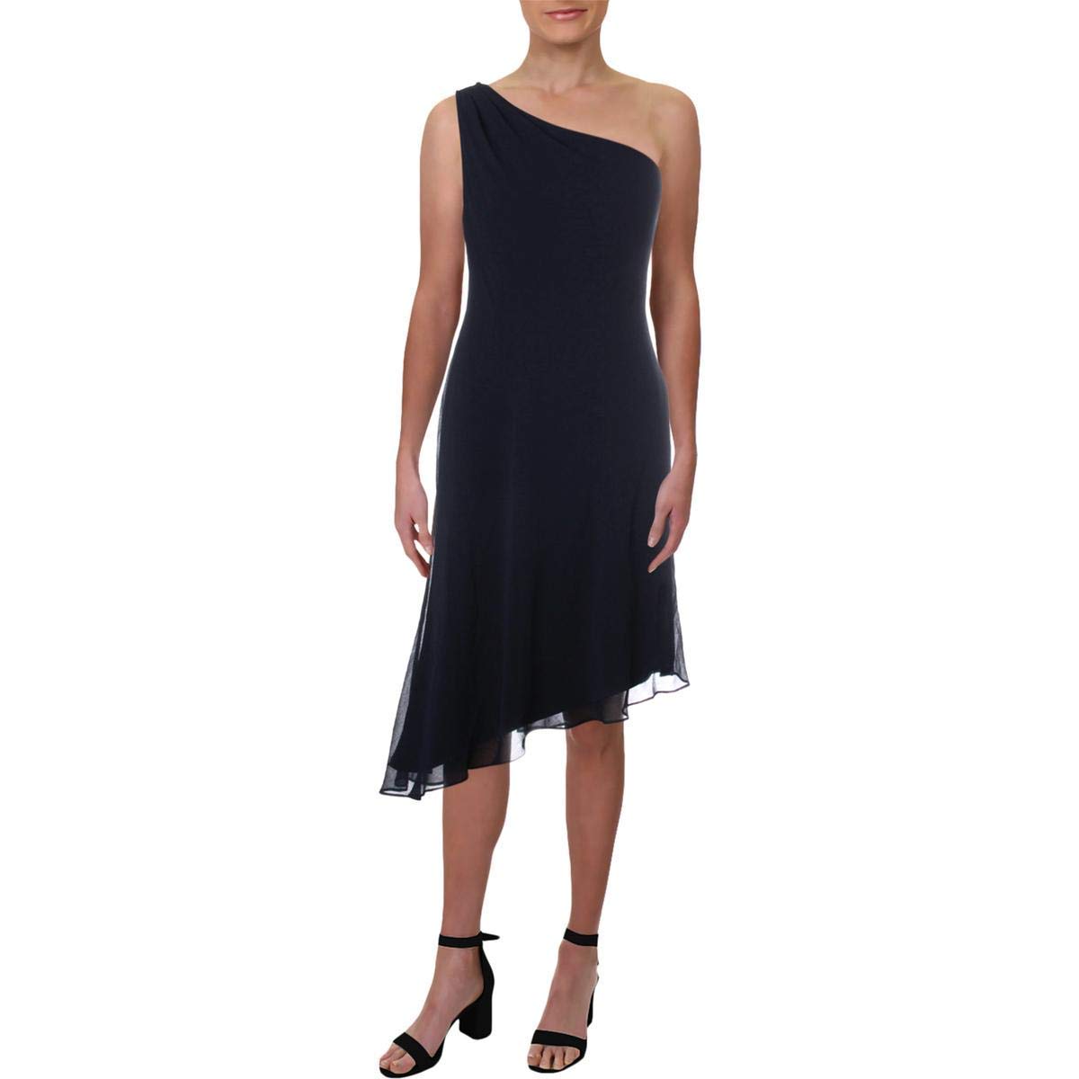 LAUREN RALPH LAUREN Oxannie Women's One Shoulder Evening Dress Navy Size 12