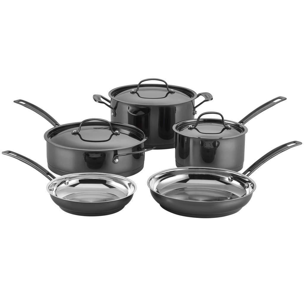 CUISINART MSS-8 Mica Shine Stainless Cookware Set, 8 Piece, Black - JOY2ESpree