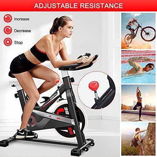 YONKFUL Exercise Bike Belt Drive Indoor Cycling Bike Adjustable Stationary Bicycle Home Gym Bike - JOY2ESpree