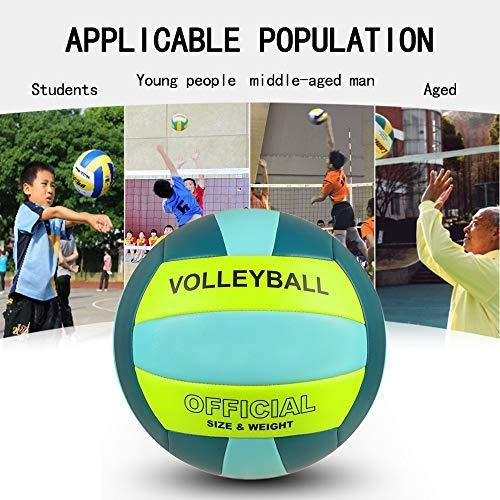 Professional Size 5 Volleyball, PECOGO PU Leather Soft Indoor Outdoor Volleyballs Sports Training Equipment for Beginner, Teenager, Adult - JOY2ESpree