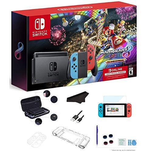Newest Nintendo Switch Console with Neon Blue and Neon Red Joy-Con + Mario Kart 8 Deluxe - JOY2ESpree
