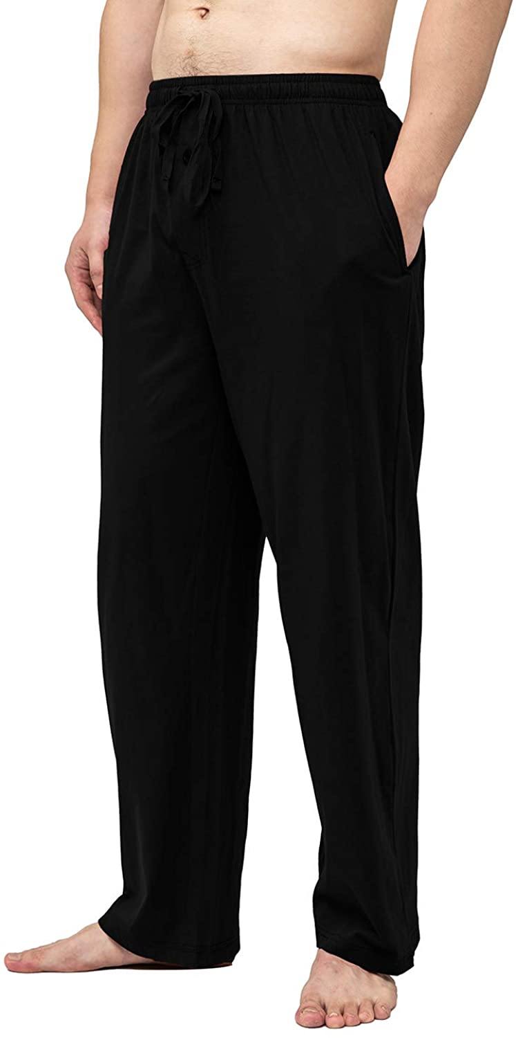 Bintangor Men's Sleep Pajama Pants 100% Cotton Knit Elastic Waistband Lounge Wear Long
