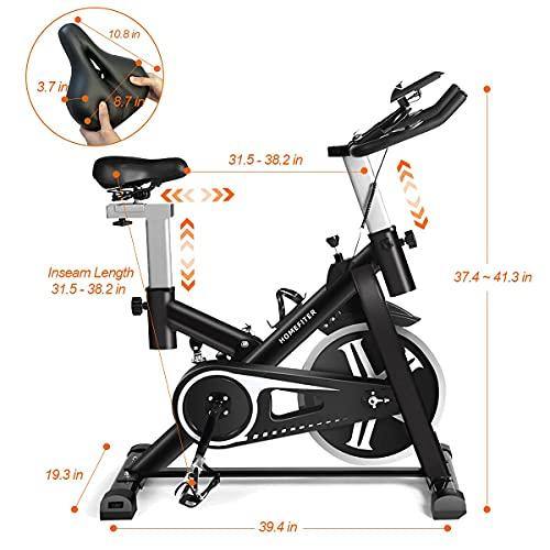 Indoor Cycling Bike Exercise Bike Stationary Bikes for Fitness Workouts with Comfortable Seat Cushion LCD Monitor, Silent Smooth - Black - JOY2ESpree