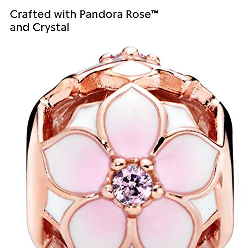Pandora Jewelry Openwork Pink Magnolia Bloom Crystals Charm in Pandora Rose - JOY2ESpree