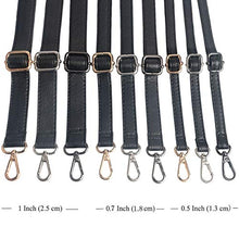 
                        
                          Load image into Gallery viewer, Beaulegan Purse Strap Replacement - Full Grain Microfiber Leather - 59 Inch Long Adjustable for Crossbody Shoulder Bag - 1 Inch Wide, Black/Gold
                        
                      