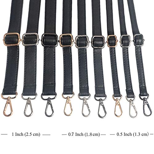 Beaulegan Purse Strap Replacement - Full Grain Microfiber Leather - 59 Inch Long Adjustable for Crossbody Shoulder Bag - 0.7 Inch Wide, Black/Gunmetal