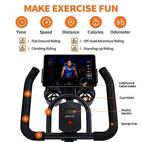 SND Magnetic Resistance Whisper Quiet Indoor Cycling Bike Stationary -Cycle Bike with Tablet Holder＆Comfortable Seat Cushion - JOY2ESpree
