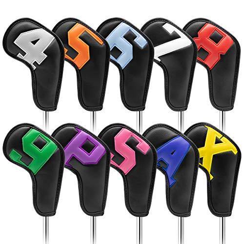 Golf Iron Covers 10pcs,Golf Iron Head Covers Leather Golf Iron Covers Set Colorful Golf Iron Headcovers - JOY2ESpree