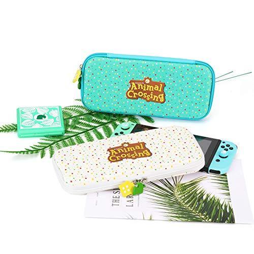 Carrying Case for Nintendo Switch - Cute Animal Crossing Portable Slim Travel Bag fit Switch Console & Game Accessories (White) - JOY2ESpree