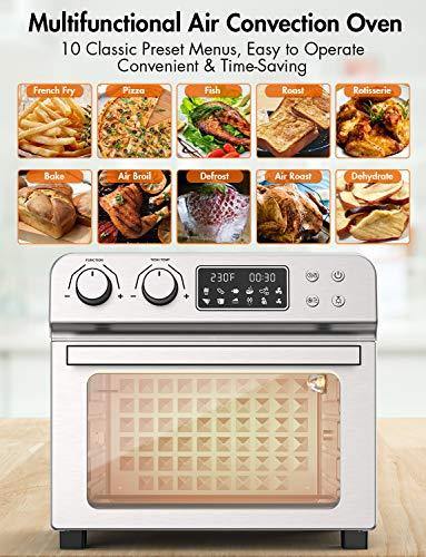 MOOSOO 10-in-1 Air Fryer Toaster Oven, 24 Quart/6 Slices Large Air Fryer Oven - JOY2ESpree