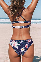 
                        
                          將圖片載入圖庫檢視器 CUPSHE Women's Low Rise Navy Floral Cutout Criss Cross Bikini Swimsuit Sets
                        
                      