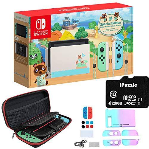 Newest Nintendo Switch Animal Crossing: New Horizons Edition with Green and Blue Joy-Con - 6.2" Touchscreen Display - JOY2ESpree
