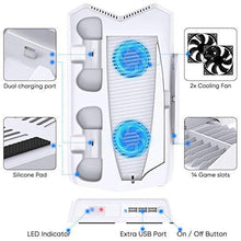 
                        
                          Load image into Gallery viewer, Vertical Charging Stand for PS5 Controllers with Cooling Fan - JOY2ESpree
                        
                      