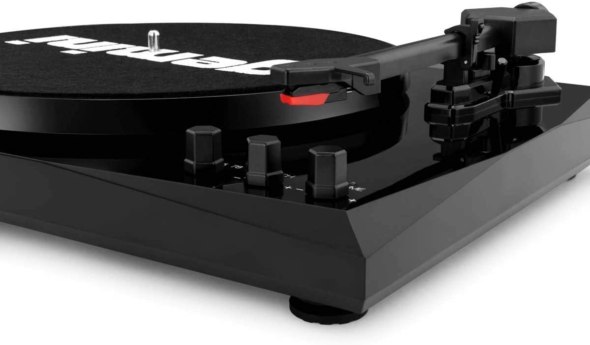 Gemini Sound TT-900 Series Stereo Belt Drive Turntable Sound System Set, 3 Speed Vinyl Record Bluetooth Player with Dual 50W Watts Speakers, Black/Red - JOY2ESpree