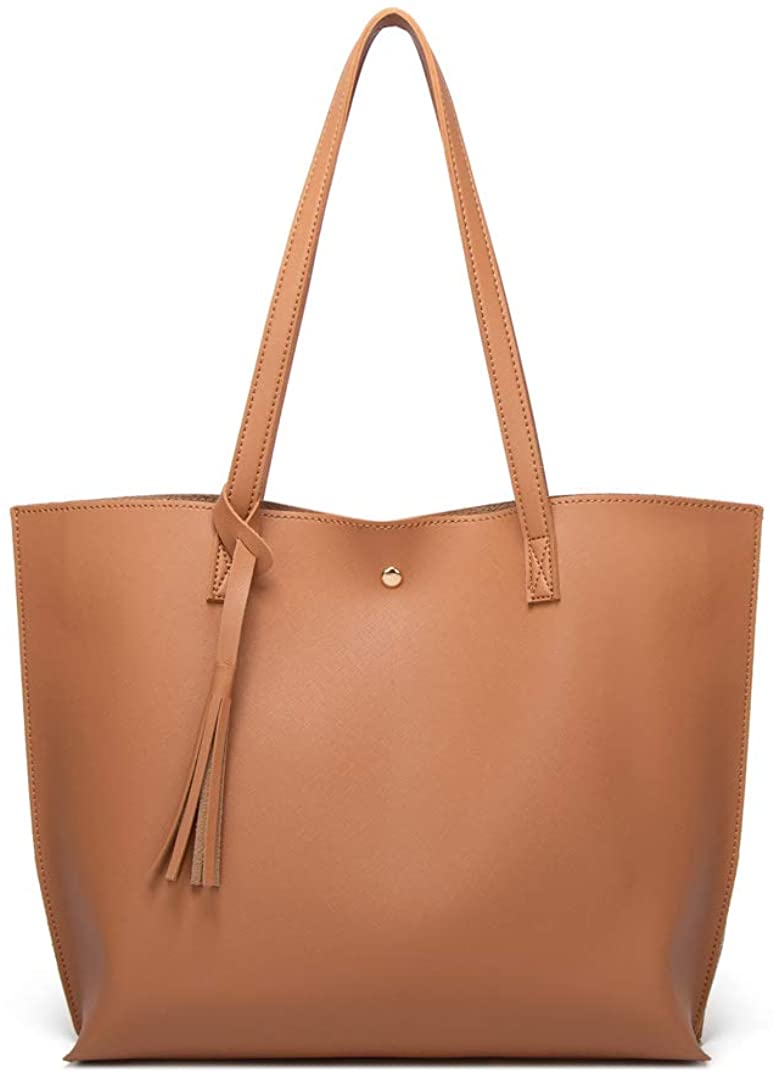 Women's Soft Faux Leather Tote Shoulder Bag from Dreubea, Big Capacity Tassel Handbag
