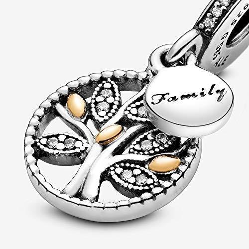 Pandora Jewelry Sparkling Family Tree Dangle Cubic Zirconia Charm in Sterling Silver and 14K Yellow Gold - JOY2ESpree