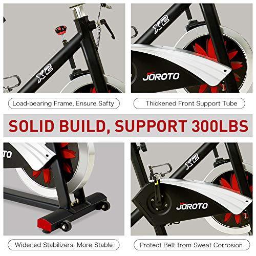 JOROTO Belt Drive Indoor Cycling Bike with Magnetic Resistance Exercise Bikes Stationary ( 300 Lbs Weight Capacity ) (Updated) - JOY2ESpree