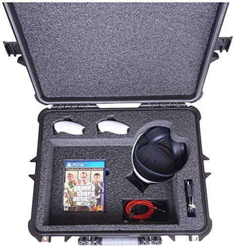 Case Club Pre-Cut Waterproof Hard Case - Fits PlayStation 5 (PS5) with Headset, Two Controllers, Games, Stand, & Cords - JOY2ESpree