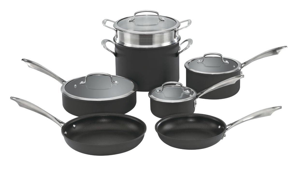 Cuisinart Dishwasher Safe Hard-Anodized 11-Piece Cookware Set, Black - JOY2ESpree