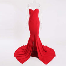
                        
                          Muat gambar ke penampil Galeri, Formal Strapless Evening Dress Long Prom Gown Front Split Full Length Wedding Maxi Dress
                        
                      