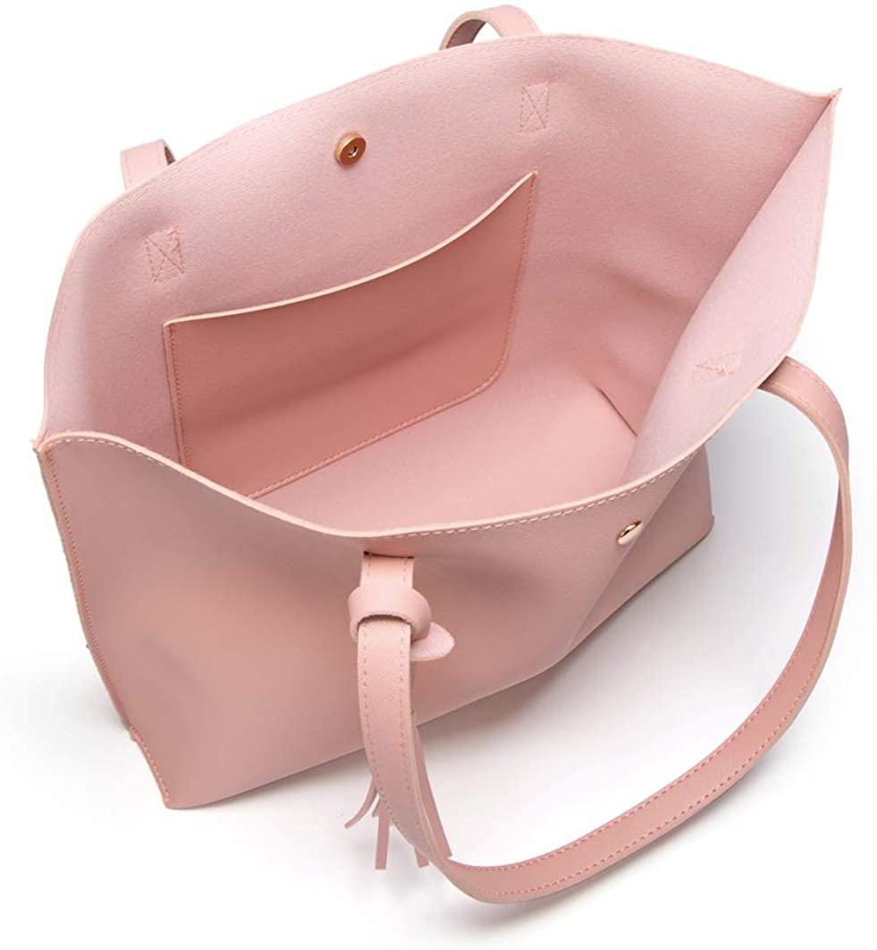 Women's Soft Faux Leather Tote Shoulder Bag from Dreubea, Big Capacity Tassel Handbag