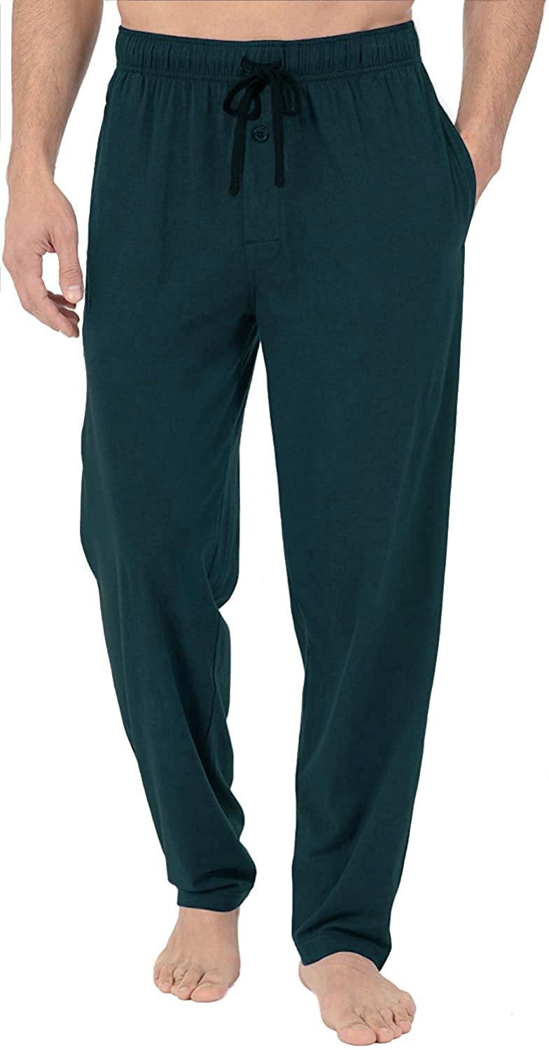 Bintangor Men's Sleep Pajama Pants 100% Cotton Knit Elastic Waistband Lounge Wear Long