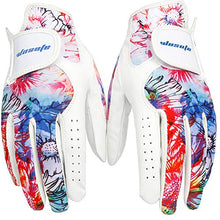 
                        
                          Load image into Gallery viewer, wosofe Golf Glove Women Ladies Pair Cool Leather Both Hand Summer Floral Colorful Breathable Sport Gloves - JOY2ESpree
                        
                      