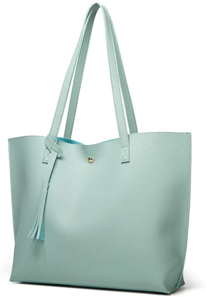 Women's Soft Faux Leather Tote Shoulder Bag from Dreubea, Big Capacity Tassel Handbag