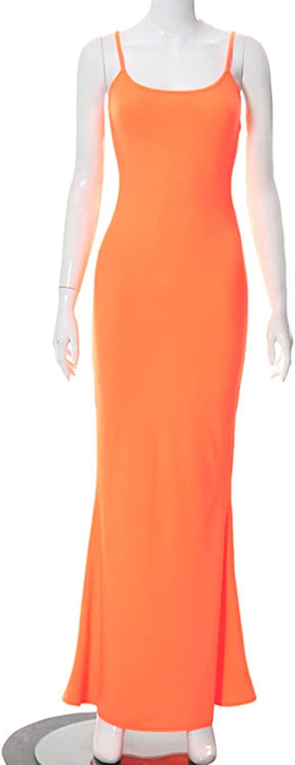 AnotherChill Women's Casual Lounge Slip Long Dress Sexy Sleeveless Backless Bodycon Maxi Dresses 2022 Spring Slim Elegant