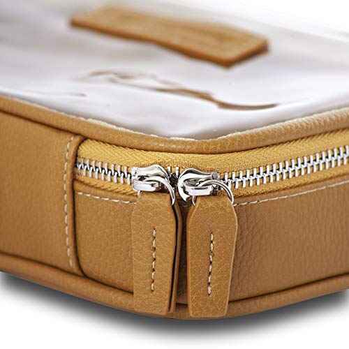 Vegan Leather Clear Makeup Bag - Toiletry Bags for Traveling - Cosmetic Bag