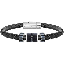 
                        
                          Load image into Gallery viewer, Swarovski Crystal Authentic Diagonal Black Medium Leather Bracelet - JOY2ESpree
                        
                      