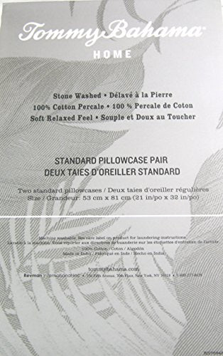 Tommy Bahama Standard Pillowcases Relaxed State Pineapple Pinstripe 100% Cotton Percale 2Pk.
