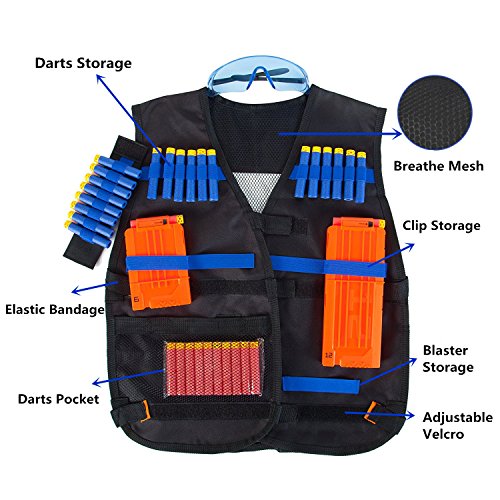 TAVEKI Tactical Vest Kit Compatible for Nerf Guns for Boys N-Elite Series with Foam Darts for Kids