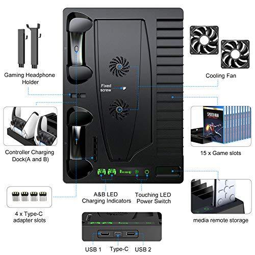 Benazcap Cooling Station for PS5 Console, PS5 Vertical Stand with Cooling Fan - JOY2ESpree