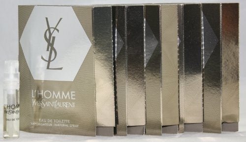 YSL Yves Saint Laurent L'HOMME Eau de Toilette EDT Cologne for Men .05 fl. oz. / 1.5 ml Carded Sample Spray Vial x 5